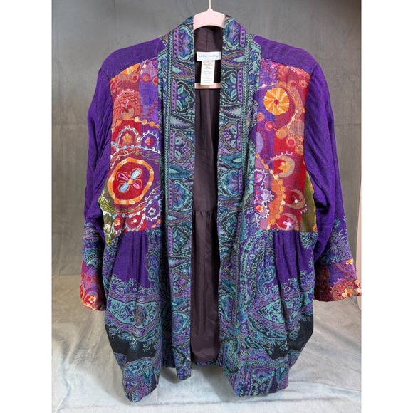 Soft Surroundings Jackets & Blazers - Soft‎ Surroundings Embroidered Wool Patchwork Jacket Boho Ethnic Lightweight 1X